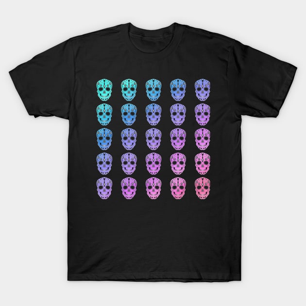 Repetition Pattern Rainbow Fade Sugar Skulls T-Shirt by Designs_by_KC